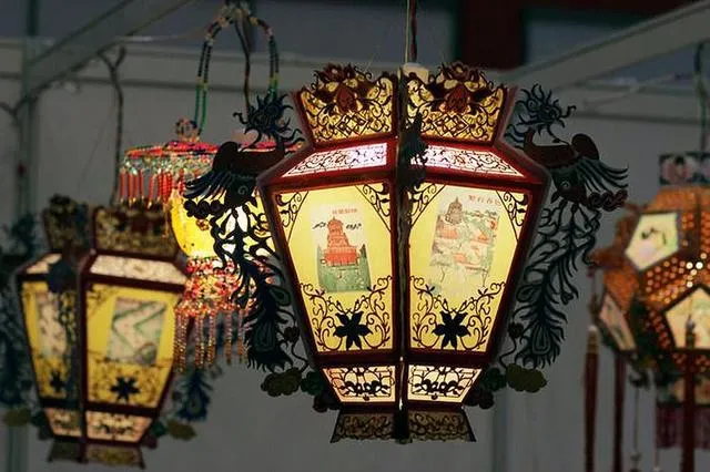 Beautiful lanterns being lit during the Lantern Festival